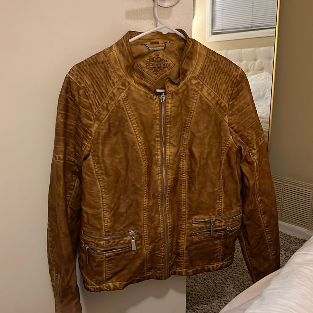 Tan/brown faux leather jacket